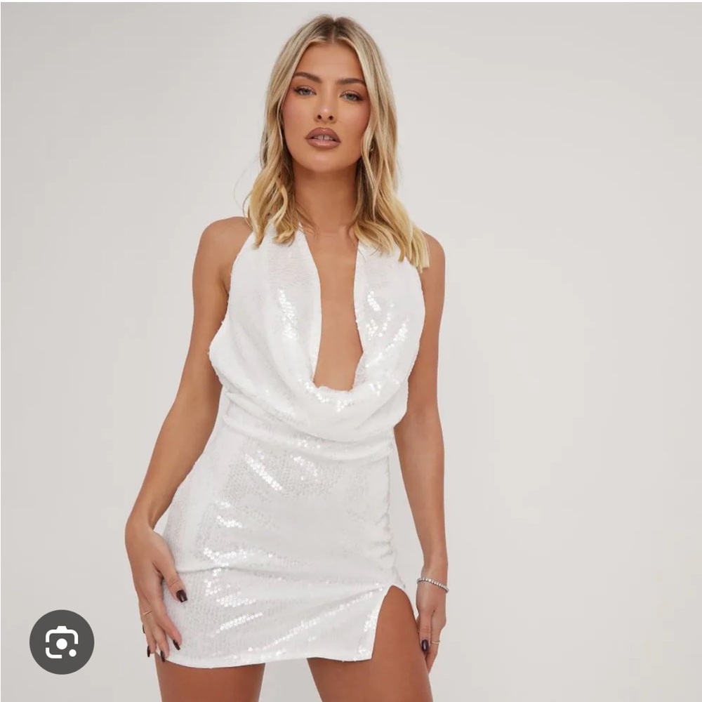 EGO White Sequin Mini Dress NWT